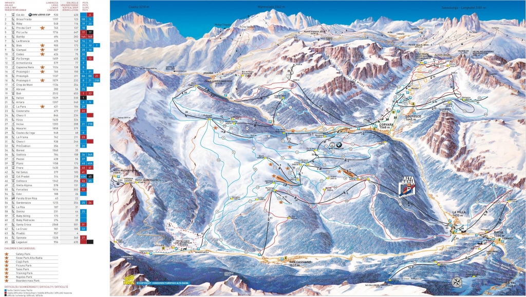 Cartina e mappa delle piste di Colfosco - Val Stella Alpina