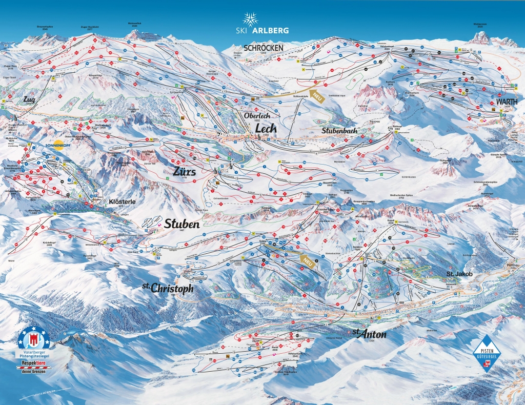 Cartina e mappa delle piste di St Anton am Arlberg