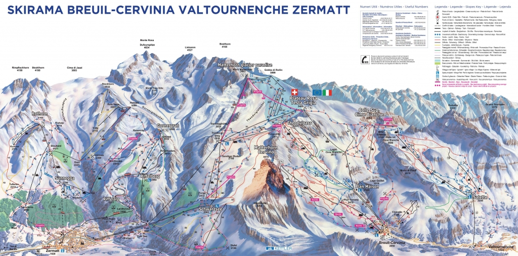 Cartina e mappa delle piste di Breuil - Cervinia