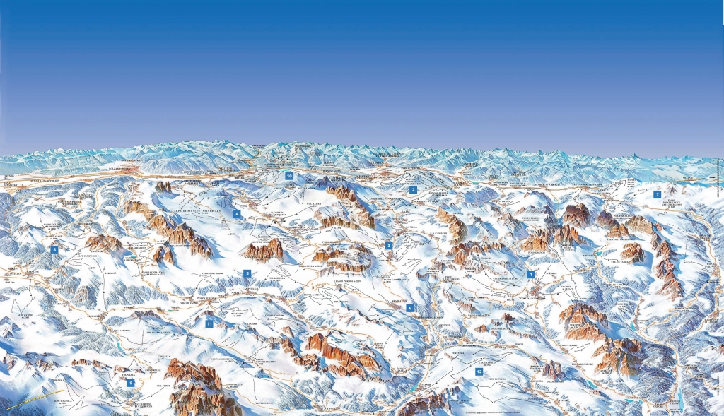 Cartina e mappa delle piste di Dolomiti Superski
