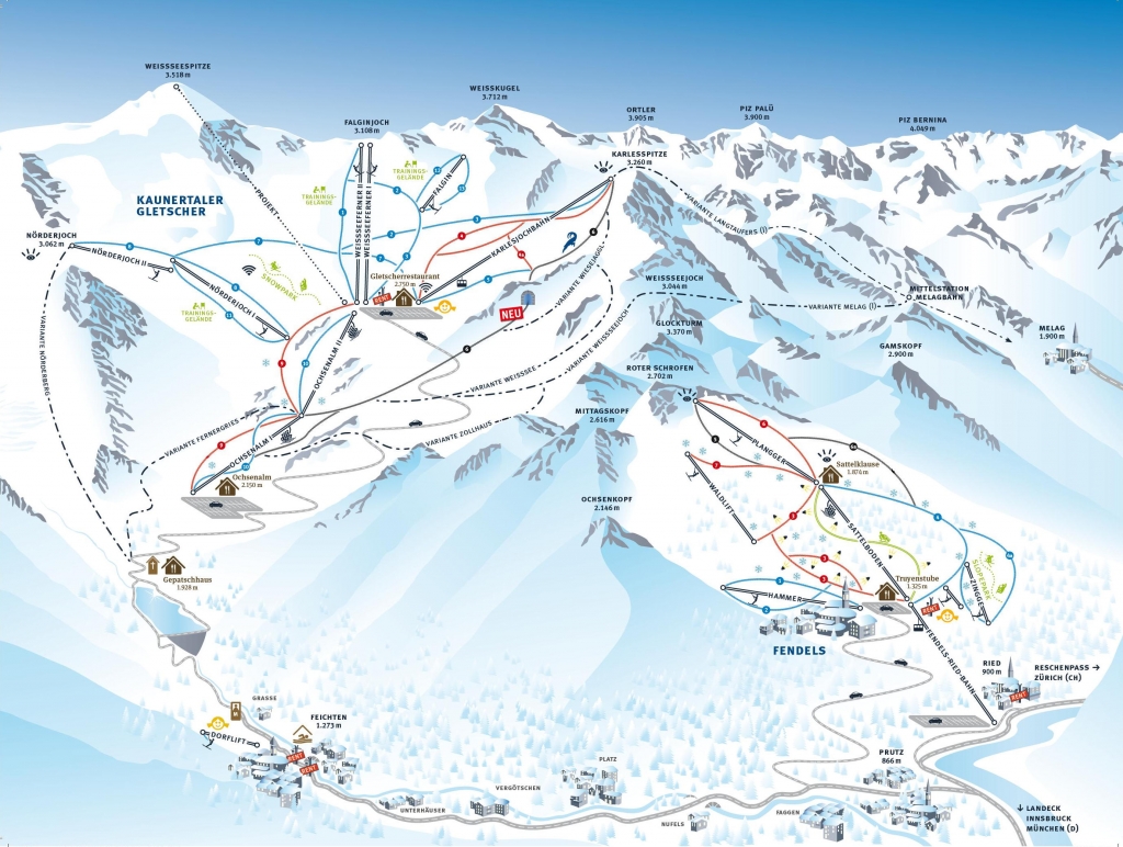 Cartina e mappa delle piste di Kaunertal