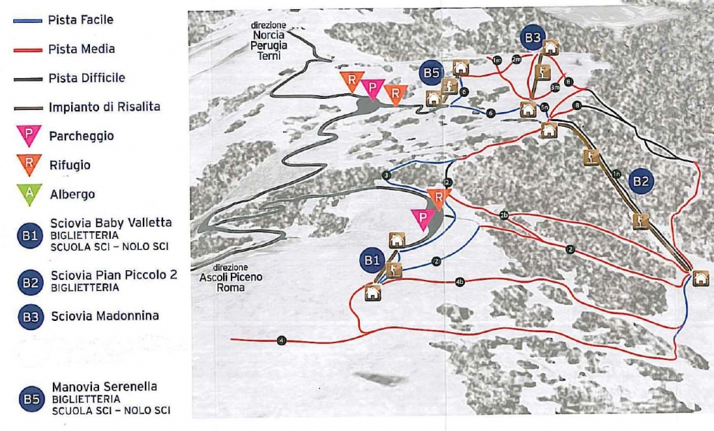 Cartina e mappa delle piste di Forca Canapine