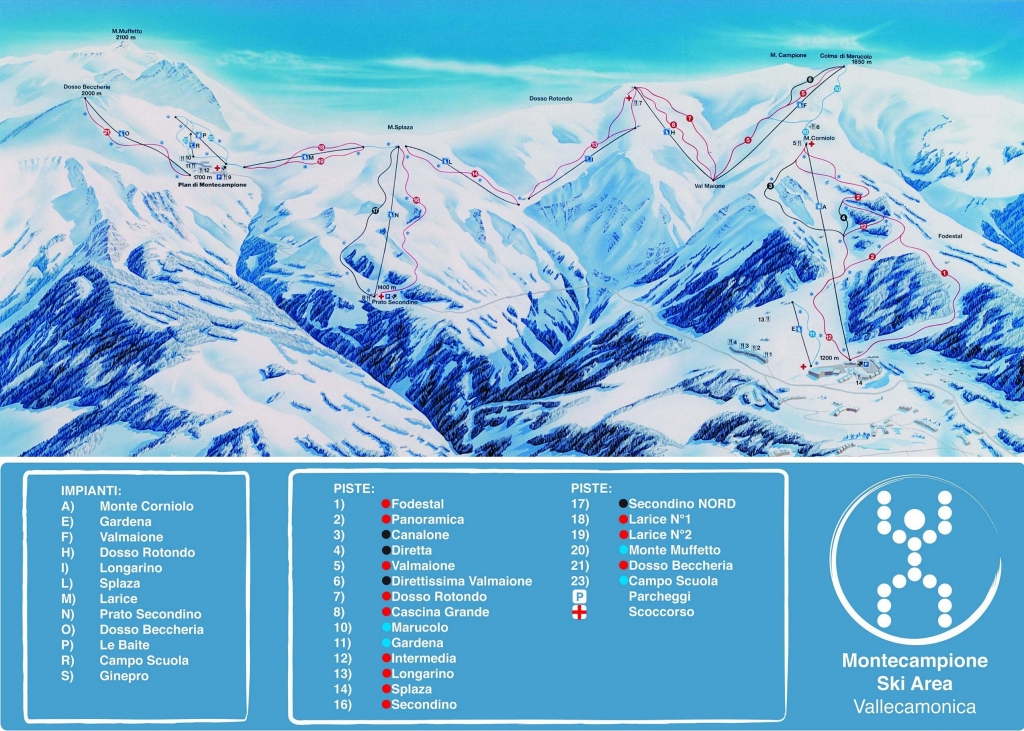 Cartina e mappa delle piste di Montecampione