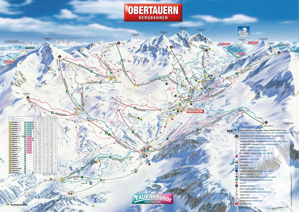 Cartina e mappa delle piste di Obertauern
