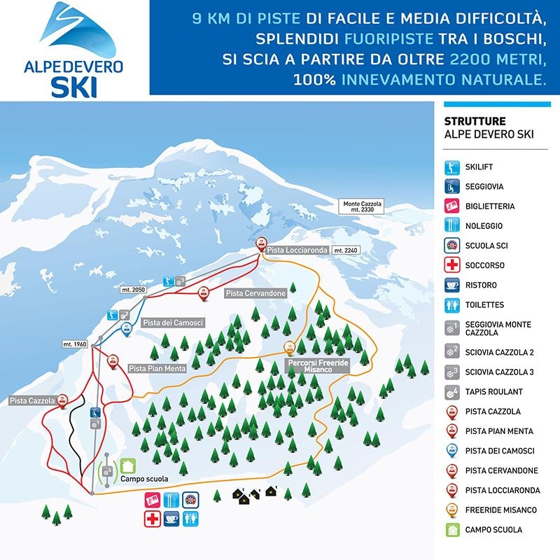 Cartina e mappa delle piste di Alpe Devero