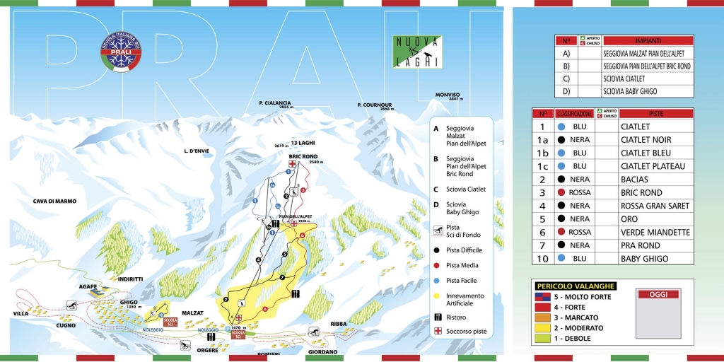 Cartina e mappa delle piste di Prali