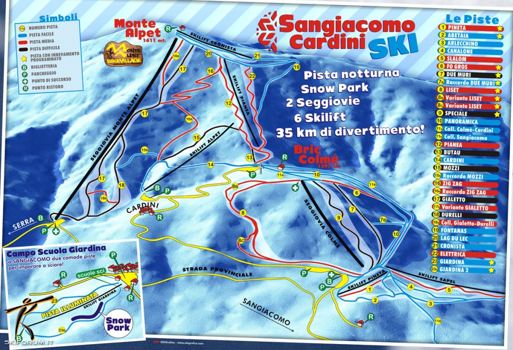Cartina e mappa delle piste di San Giacomo di Roburent