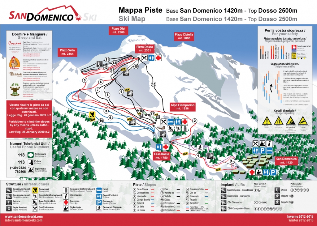 Cartina e mappa delle piste di Alpe Ciamporino - San Domenico