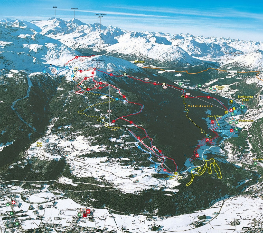 Valdidentro - Oga - San Colombano - Isolaccia: splendide piste da sci e  dislivello di 1200 m