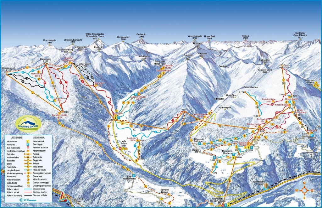 Cartina e mappa delle piste di Jochtal - Valles