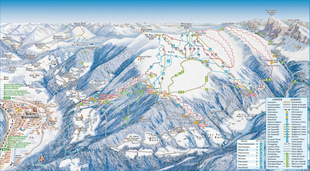 Cartina e mappa delle piste di Plose - Bressanone