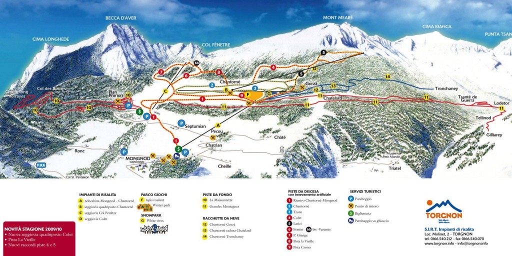 Cartina e mappa delle piste di Torgnon