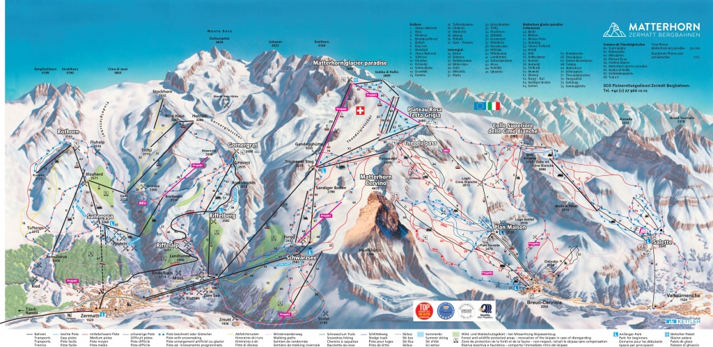 Cartina e mappa delle piste di Zermatt