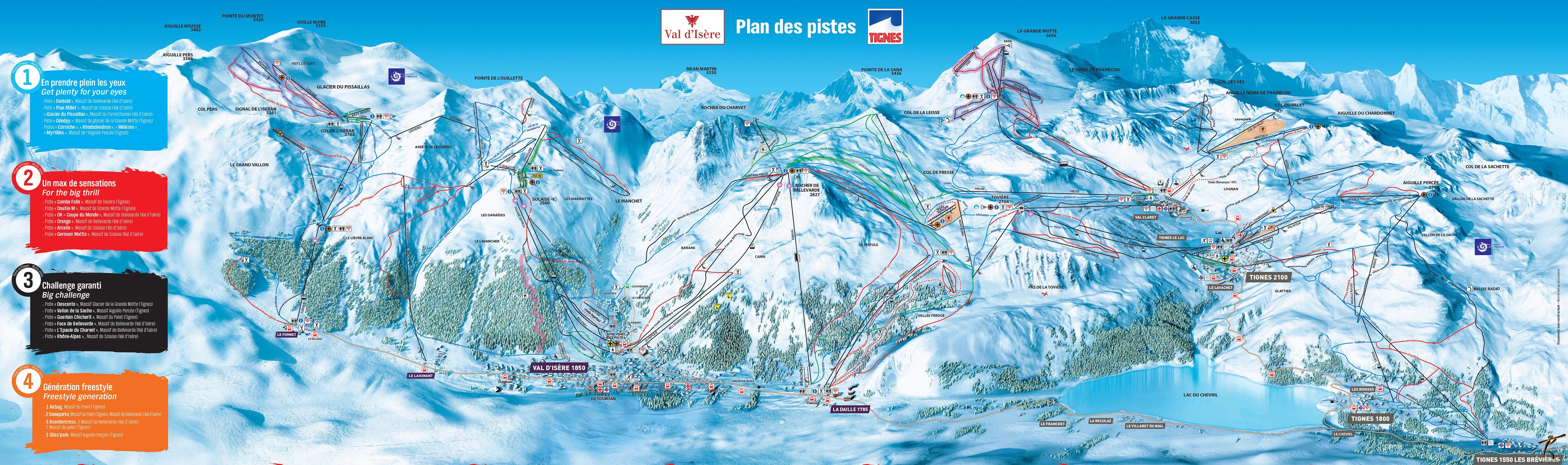 mappa impianti e piste comprensorio Val d'Isère