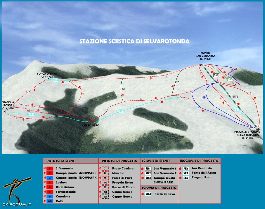 mappa impianti e piste comprensorio Selvarotonda