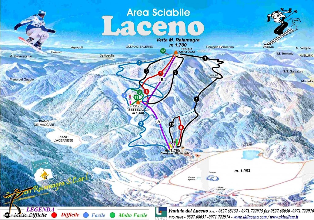 mappa impianti e piste comprensorio Laceno - Monte Raiamagra