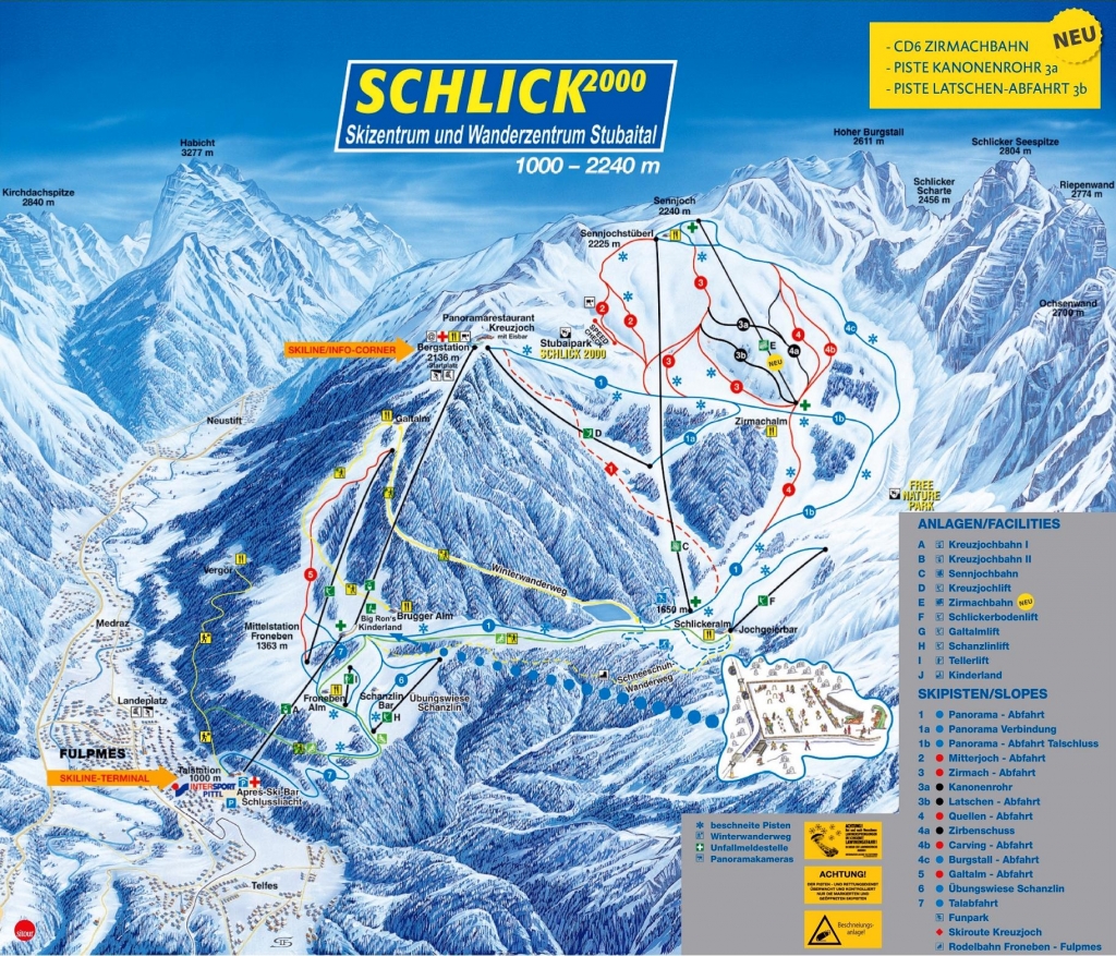 mappa impianti e piste comprensorio Schlick 2000