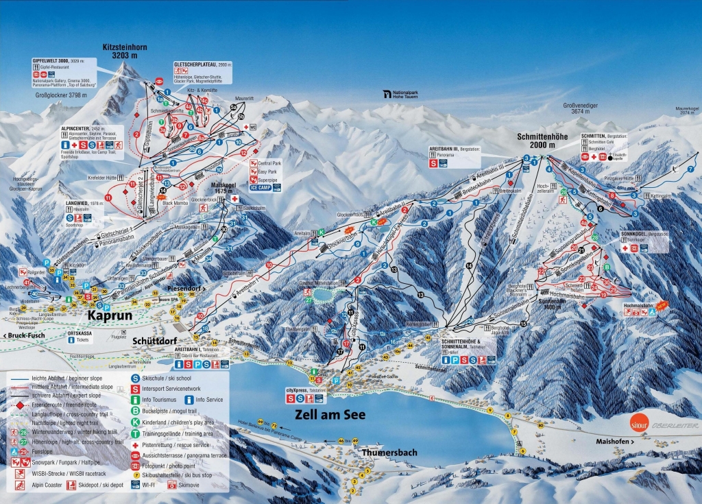 mappa impianti e piste comprensorio Kaprun - Kitzsteinhorn Gletscher