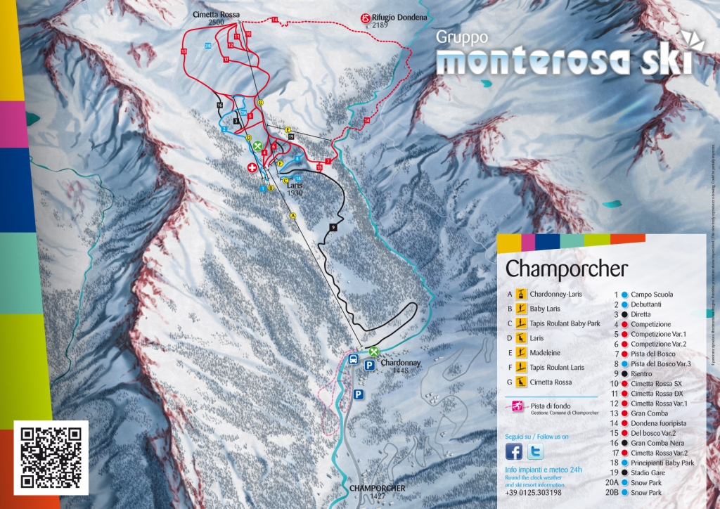 mappa impianti e piste comprensorio Champorcher